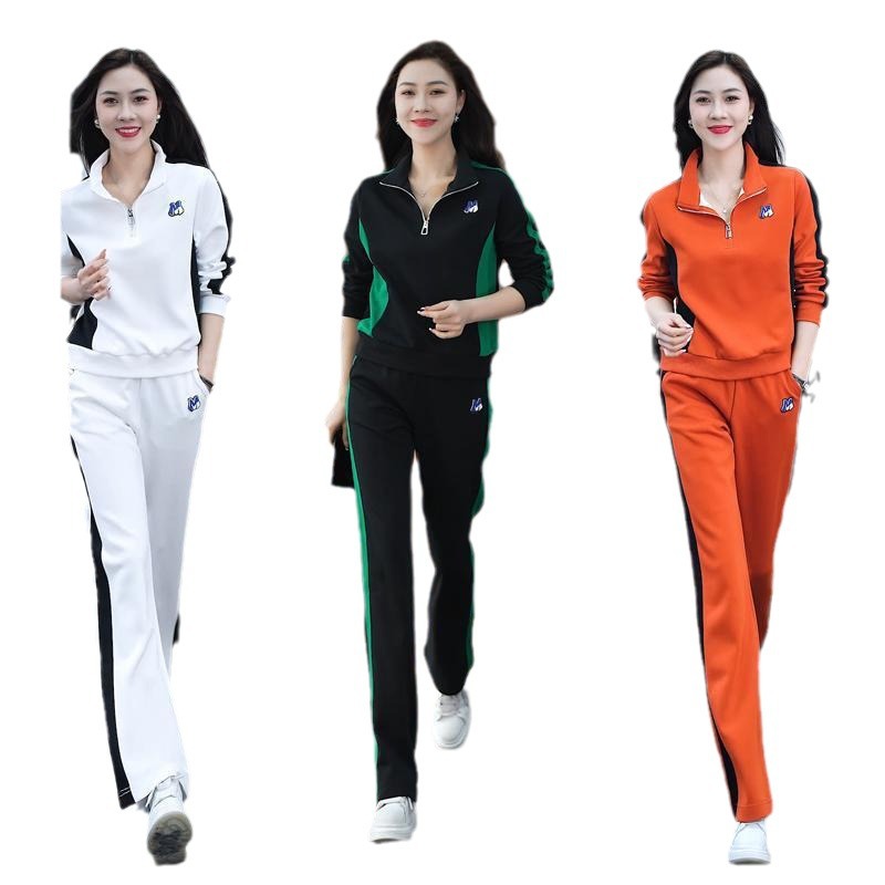 运动服套装女春秋装网红新款时尚洋气立领宽松卫衣大码休闲两件套详情图