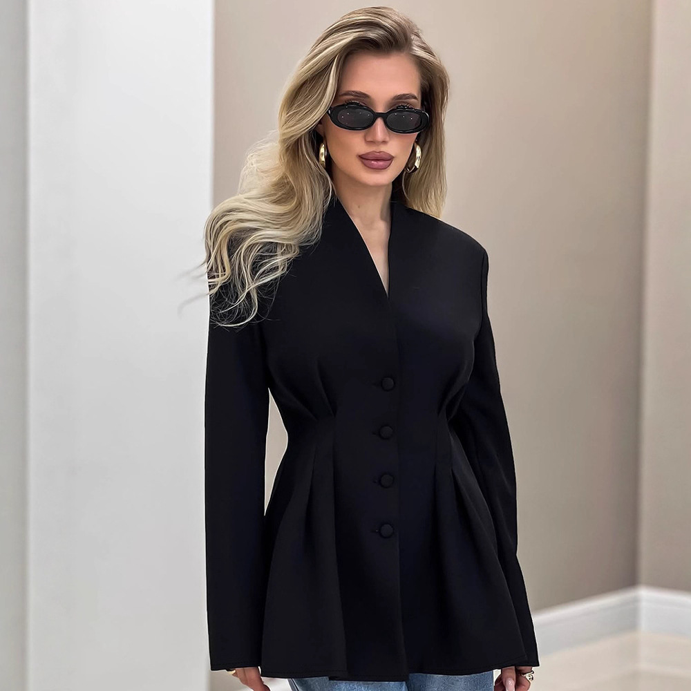 欧美休闲收腰西装外套女高级感2026秋季跨境职场通勤修身女式西服详情图